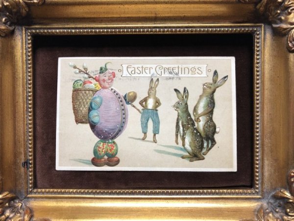画像3: Postcard イースター 卵の人形とウサギさん 1909年 (3)