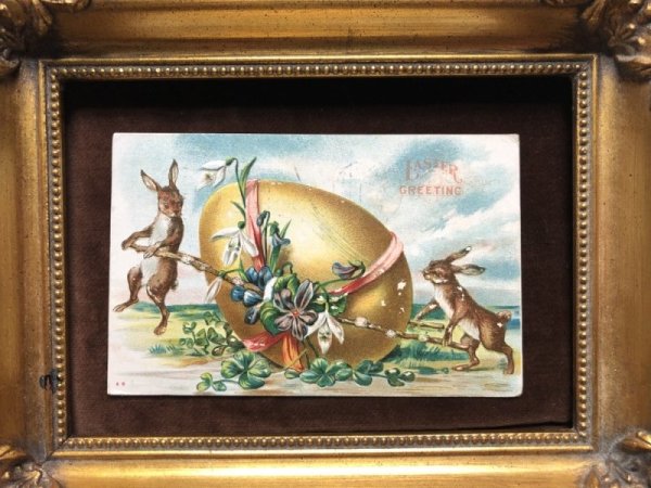 画像3: Postcard イースター 大きな卵を運ぶウサギ 1908年 (3)
