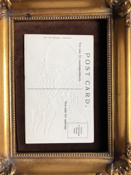 画像4: Postcard イースター ウサギの車に乗って大きな卵とスズランのお花を運ぶ天使 未使用 (4)