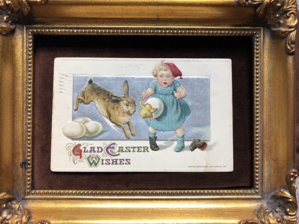 画像2: Postcard イースター 飛び出すヒヨコとウサギに驚く女の子 (2)