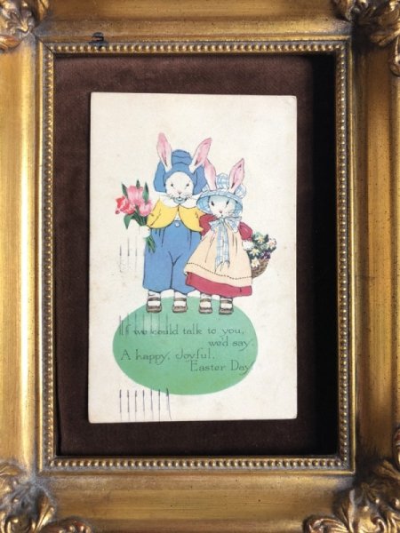 画像3: Postcard イースター お花を持つウサギさん 1924年 (3)