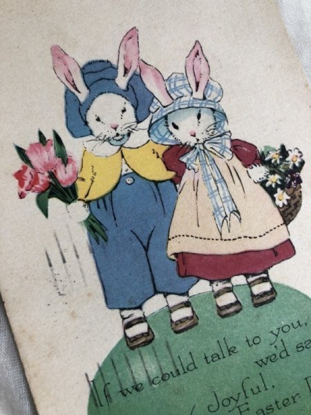 画像2: Postcard イースター お花を持つウサギさん 1924年 (2)