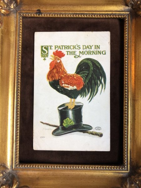 画像2: ▼SALE 500▼ Postcard St Patrick's day ニワトリとシルクハットと四葉クローバー (2)