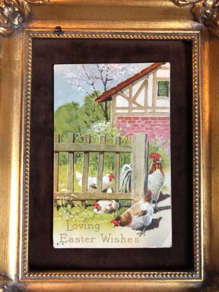 画像3: ▼SALE 500▼ Postcard イースター 軒先の鶏 1911年 (3)