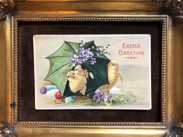 画像3: ▼SALE 500▼ Postcard イースター 傘とヒヨコ 1911年 (3)