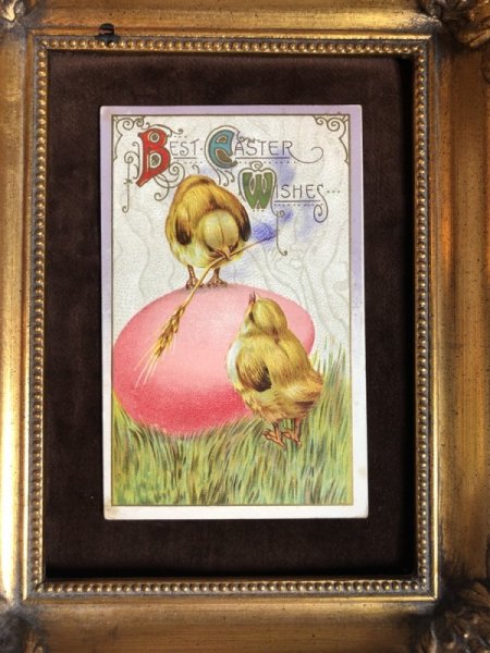 画像2: ▼SALE 500▼ Postcard イースター ピンク色の卵とヒヨコ (2)