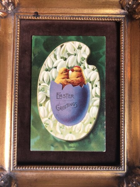 画像2: ▼SALE 500▼ Postcard イースター 卵の中で抱き合うヒヨコさん スノードロップのお花 (2)