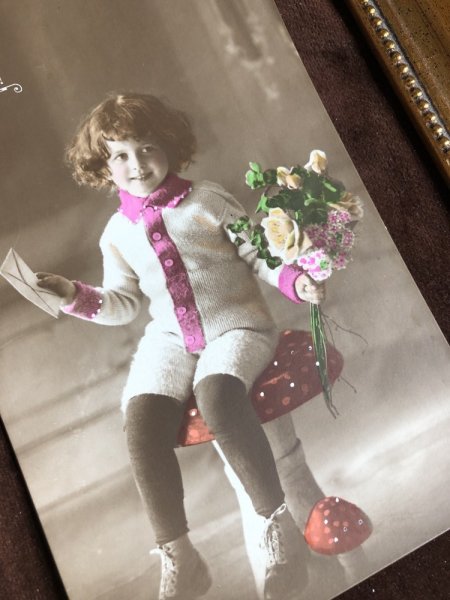 画像3: Postcard 新年祝い New Year キノコに座る女の子 Bonne Annee! (3)