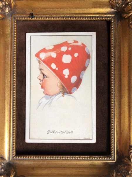 画像2: Postcard キノコ帽子の子ども Kaiwob 未使用 (2)