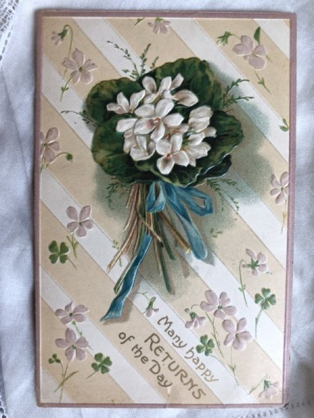 画像2: Postcard   スミレのお花と四葉のクローバー (2)