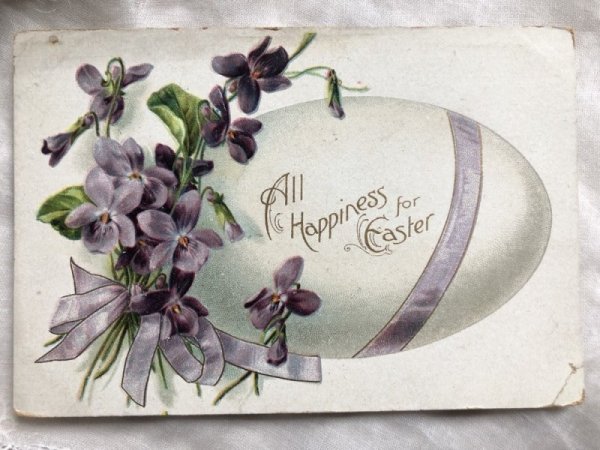 画像2: Postcard   イースター スミレのお花と卵 Ellen Clapsaddle ? (2)