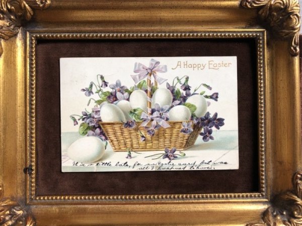 画像2: Postcard  　イースター　スミレのお花と卵のバスケット　Ellen Clapsaddle ? (2)