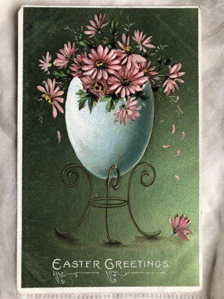 画像2: Postcard   イースター 卵の花瓶とお花  (2)