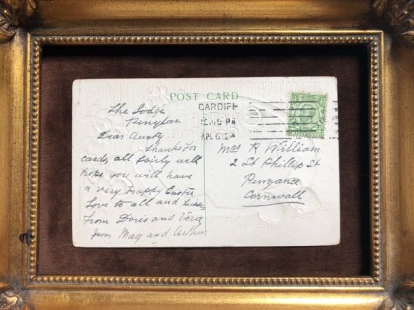 画像3: Postcard イースター 大きな卵とスミレのお花とヒヨコさん イギリス1912年 (3)