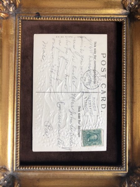 画像3: Postcard イースター 天使とスミレのお花 アメリカ1908年 (3)