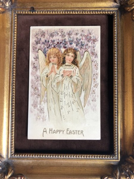 画像2: Postcard イースター 天使とスミレのお花 アメリカ1908年 (2)