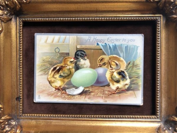画像2: ▼SALE 500▼ Postcard イースター 卵と4羽のヒヨコさん イギリス1911年 (2)