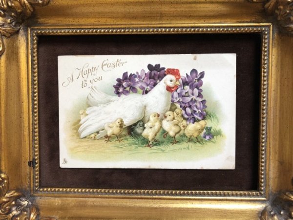 画像2: Postcard  イースター ニワトリとヒヨコの家族 スミレ (2)