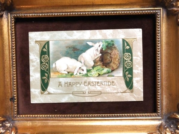 画像2: ▼SALE 500▼ Postcard イースター お食事中の3匹の白兎さん ウサギ (2)