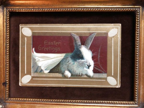 画像2: Postcard  イースター 白百合のお花とパンダウサギ 卵 (2)