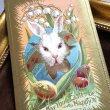 画像1: Postcard 　イースター　卵の中から白兎　ウサギ スズラン　アメリカ1910年 (1)