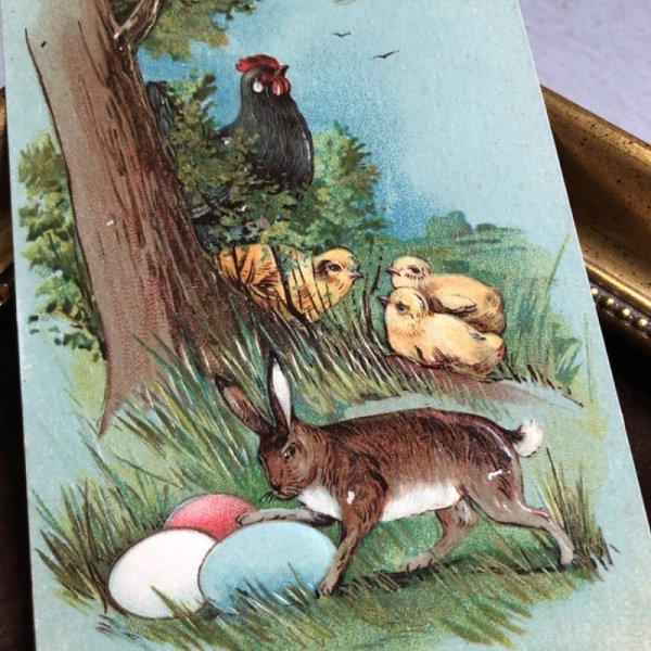 画像1: Postcard 　イースター　卵を盗みに来たウサギさん　(2) (1)