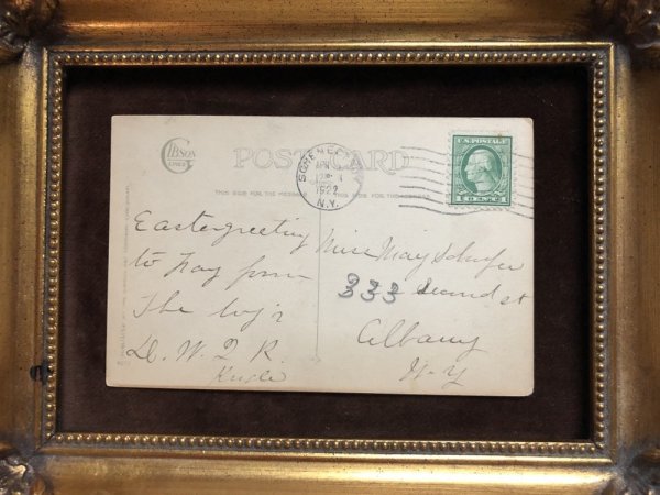 画像3: Postcard  イースター 白いドレスの女の子と白ウサギさん 1922年 (3)