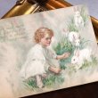 画像1: Postcard 　イースター　白いドレスの女の子と白ウサギさん 1922年 (1)