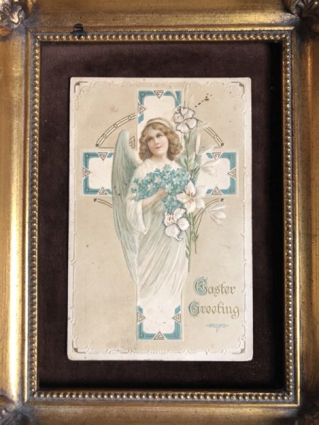 画像2: Postcard イースター 白百合のお花と天使 1913年 (2)