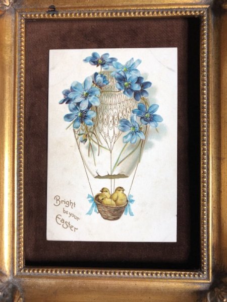 画像3: Postcard 　イースター　卵の気球に乗るヒヨコさん　Clapsaddle ? (3)