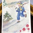 画像1: Postcard　雪道を駆け降りる男の子　キノコ (1)