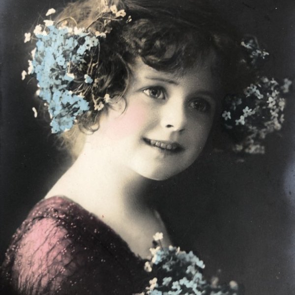 画像1: Postcard 　お花と小さな女の子　イギリス1912年 (1)