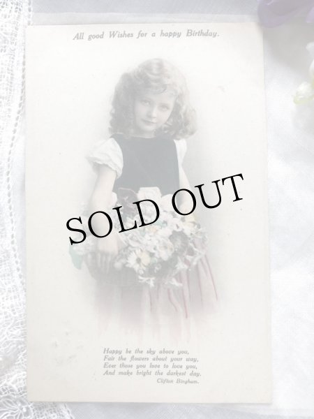 画像2: Postcard　花籠を持つ女の子　イギリス1911年 (2)