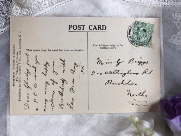 画像3: Postcard　花籠を持つ女の子　イギリス1911年 (3)