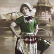 画像1: Postcard　オランダ服の女の子　木靴　1920年 (1)