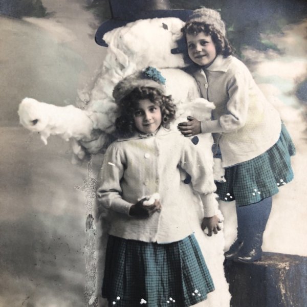 画像1: Postcard　雪だるまと女の子　Grete Reinwald　ドイツ1909年　写真 (1)