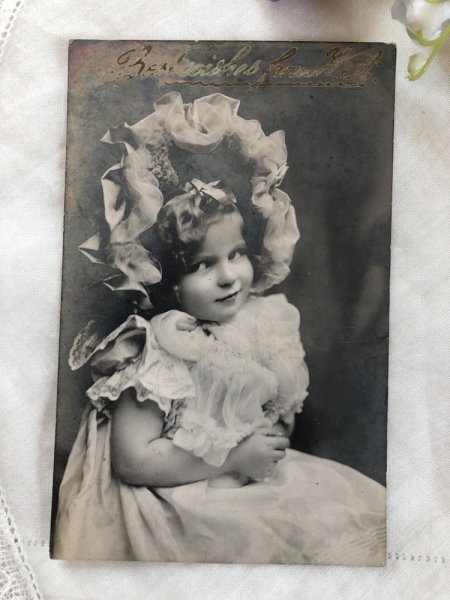 画像2: Postcard  ボンネット帽子の女の子 イギリス1906年 (2)