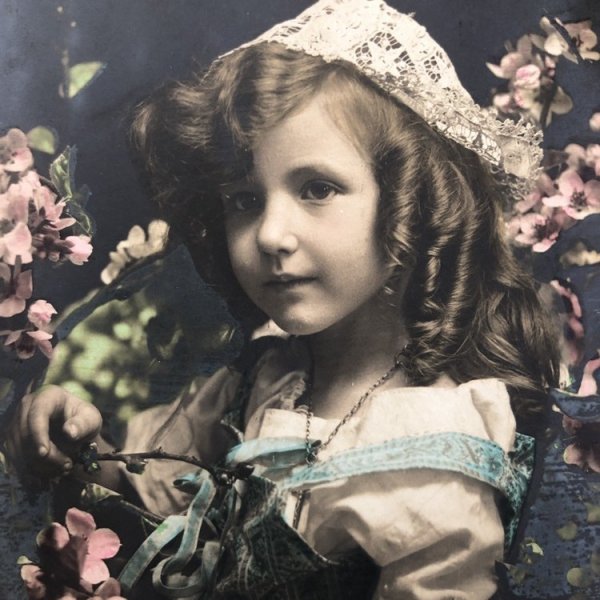 画像1: Postcard 　巻き髪の女の子　フランス1906年 (1)