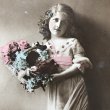 画像1: Postcard 　お花籠と女の子　イギリス1915年 (1)