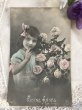画像2: Postcard 　薔薇のお花と女の子　フランス1913年 (2)