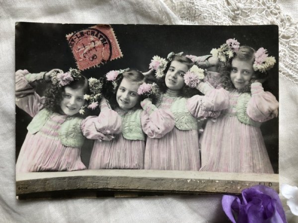 画像3: Postcard  4人の女の子 四姉妹 フランス1906年 (3)