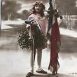 画像1: Postcard 　フランスの旗とヤドリギを持つ女の子　未使用 (1)