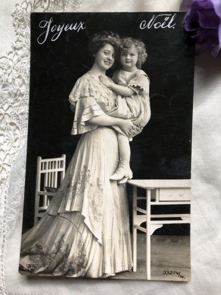 画像2: Postcard  ママと女の子 写真 ベルギー1910年 (2)