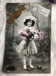 画像2: Postcard 　薔薇のお花と女の子　フランス1909年 (2)