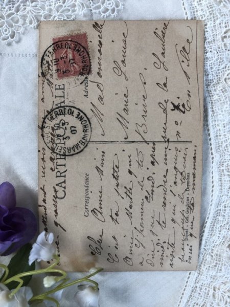画像3: Postcard  薔薇のお花と女の子 フランス1907年 (3)