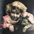 画像1: Postcard 　猫と女の子　デンマーク1907年 (1)