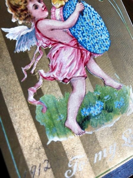 画像3: Postcard バレンタイン お花のドラムと天使 四葉 ハート (3)