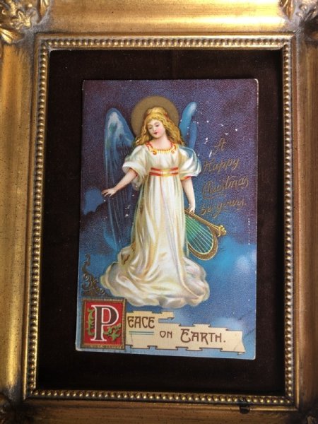 画像2: Postcard クリスマス ハープを持った天使  E.Clapsaddle クラップサドル 1909年 (2)