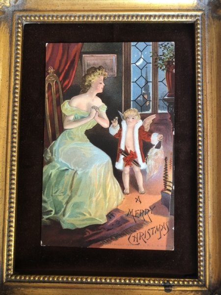 画像2: Postcard クリスマス レディに指輪をプレゼントするキューピッド天使 (2)