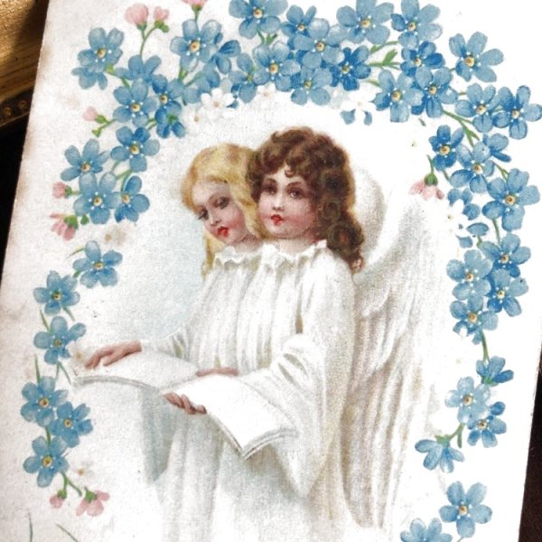 画像1: Postcard　忘れな草のお花と天使たち　1903年 (1)